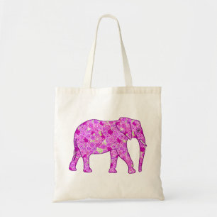 Bolso De Tela elefante de flores - orquídea y magenta