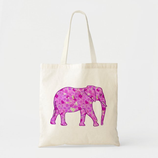 Bolso De Tela elefante de flores - orquídea y magenta (Frente)