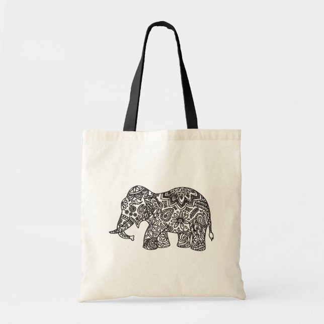 Bolso De Tela Elefante del Doodle (Frente)