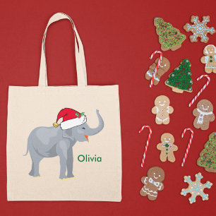 Bolso De Tela Elefante elefante Santa Navidad personalizado
