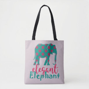 Bolso De Tela Elefante Elegante Floral Divertido Silueta Femenin