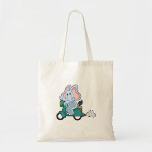 Bolso De Tela Elefante en bicicleta con Scooter