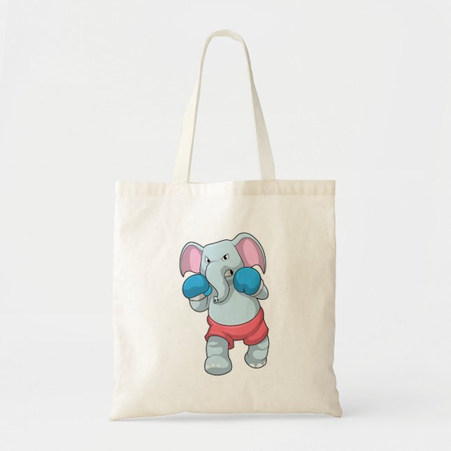 Bolso De Tela Elefante en boxeo con guantes de boxeo (Frente)