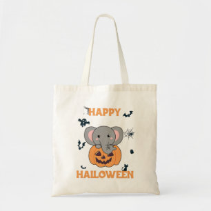 Bolso De Tela Elefante en Calabaza Cute Elefante Feliz Halloween