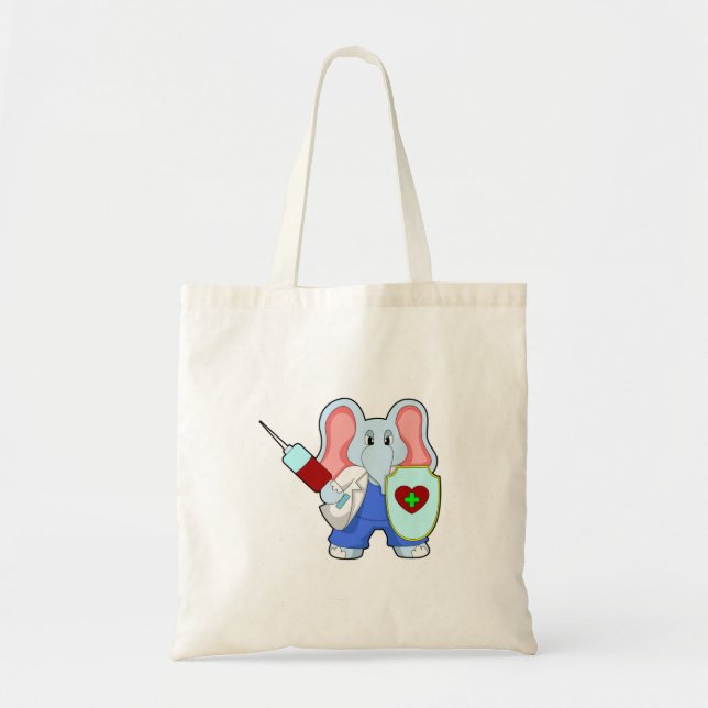 Bolso De Tela Elefante en la vacunación con jeringas (Frente)