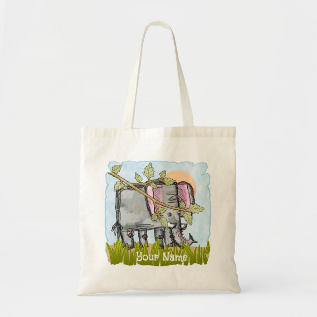 Bolso De Tela Elefante Escondiéndose (Frente)