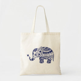 Bolso De Tela Elefante Floral Cuta En Azul Naval