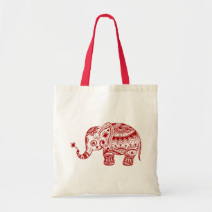 Bolso De Tela Elefante Floral Cuta En Rojo