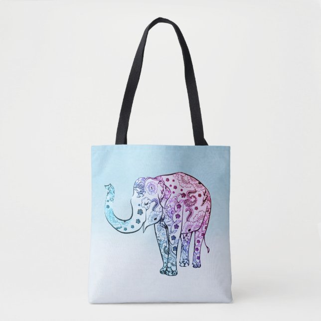 Bolso De Tela Elefante floral gradiente (Anverso)