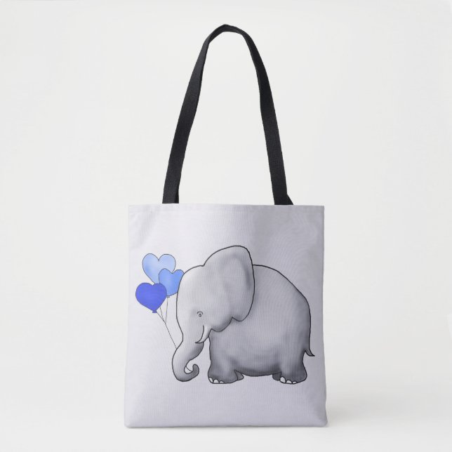 Bolso De Tela Elefante gris magnífico del bebé con los globos (Anverso)