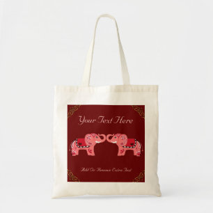 Bolso De Tela Elefante Henna (Rojo/Rosa)