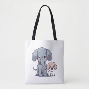 Bolso De Tela Elefante lindo y perro