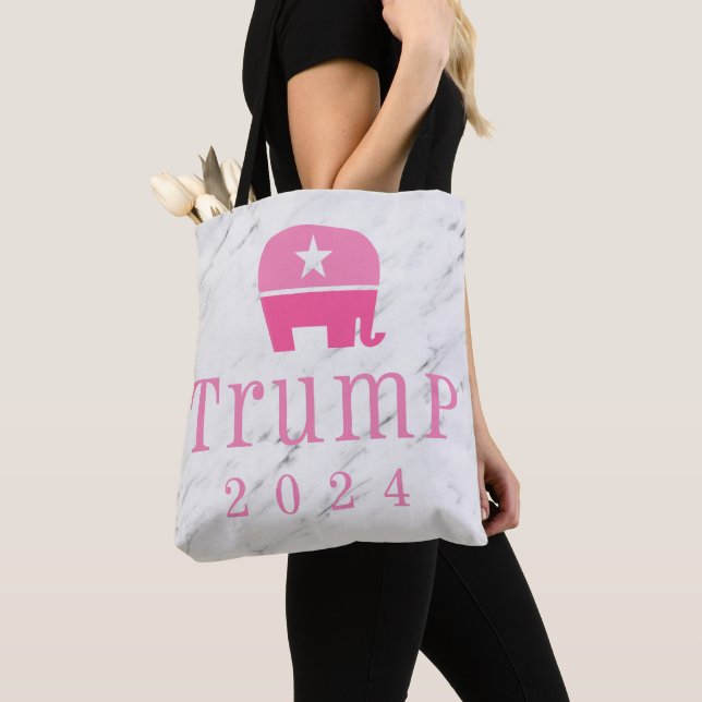 Bolso De Tela Elefante rosa de Trump 2024 (Detalle)