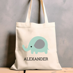 Bolso De Tela Elefante Verde Menta Lindo Personalizado para Niño