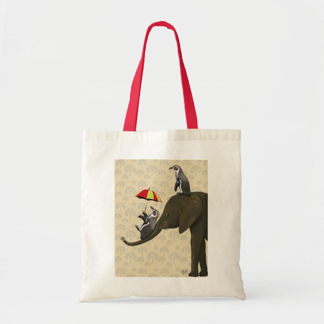 Bolso De Tela Elefante y pingüinos (Frente)