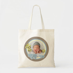 Bolso De Tela Elefantes Azules Caprichosos Familia Niño Bebé Fot