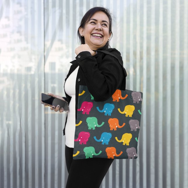 Bolso De Tela elefantes coloridos (Subido por el creador)