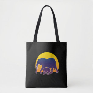 Bolso De Tela Elefantes de la puesta del sol
