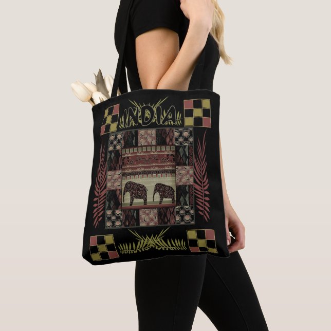 Bolso De Tela elefantes étnicos de India (Detalle)