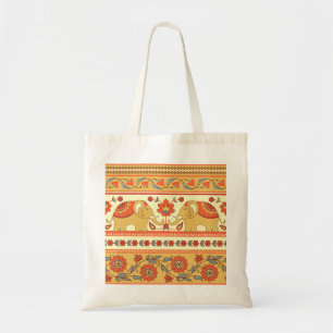 Bolso De Tela elefantes étnicos, flores, patrón sin fisuras.