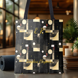Bolso De Tela Elegancia Atemporal Abstracto – Negro, Dorado, Bla