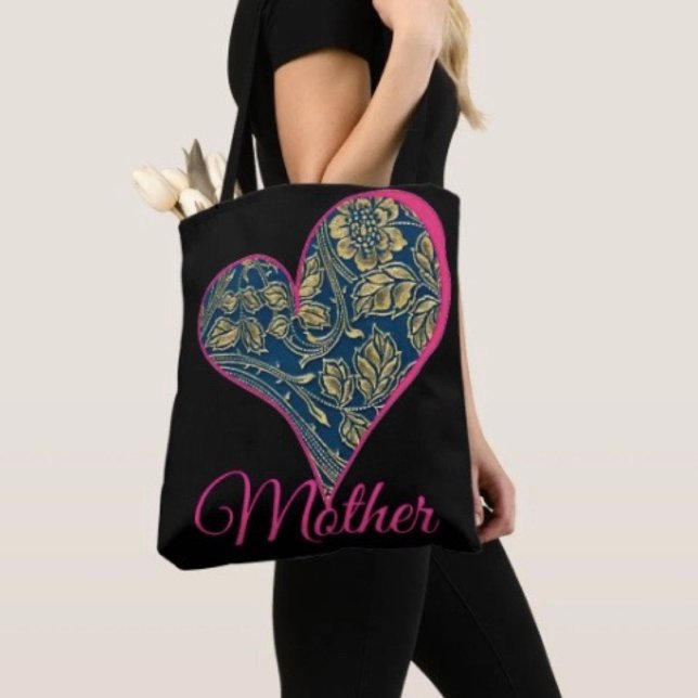 Bolso De Tela Elegancia Azul Dorada (Chic tote bag for Mom—perfect for errands, shopping, and showing love this Mother’s Day.
)