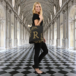 Bolso De Tela Elegancia cotidiana: Monograma de oro personalizad
