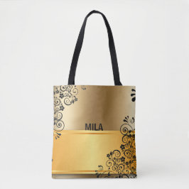 Bolso De Tela Elegancia dorada