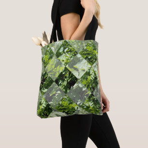 Bolso De Tela Elegancia Esmeralda: hojas verdes en corte de diam