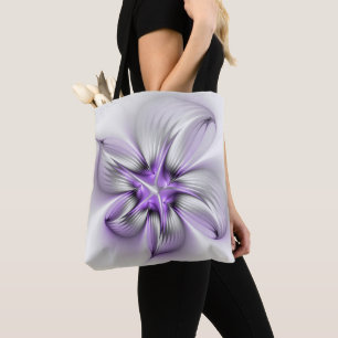 Bolso De Tela Elegancia floral arte abstracto moderno violeta fr