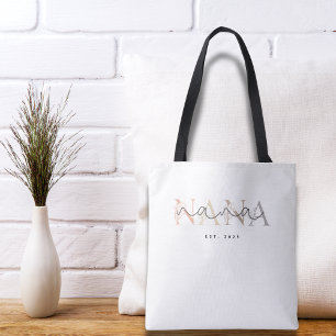Bolso De Tela Elegancia floral de Nana abuela personalizada