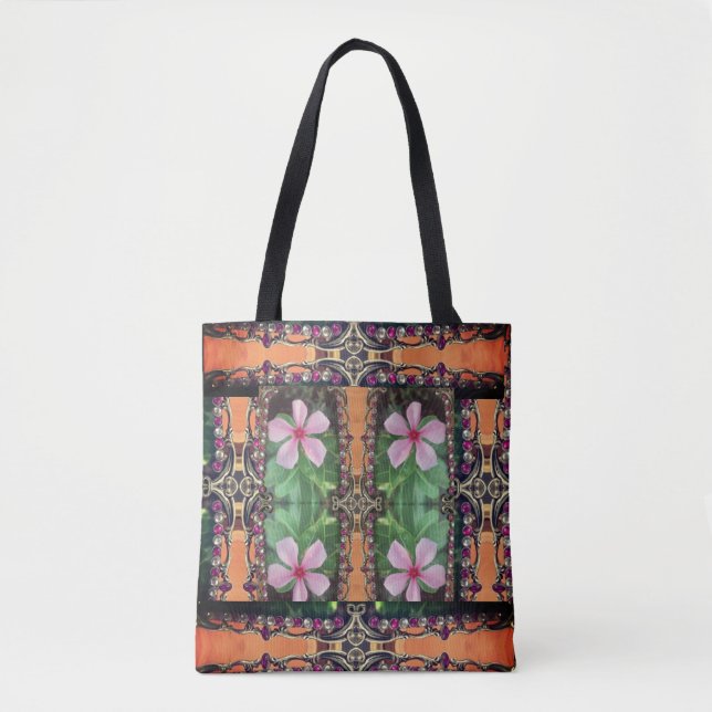 Bolso De Tela Elegancia floral digital Boho Vibrant 3D con estil (Anverso)