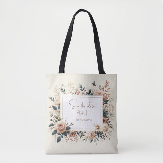 Bolso De Tela Elegancia floral: Tote Boda Essentials (Anverso)