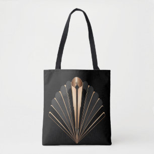Bolso De Tela Elegancia geométrica de abanico dorado Art Déco