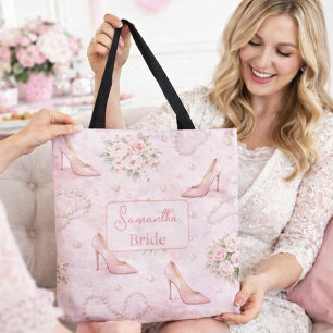 Bolso De Tela Elegancia Nupcial de Tacón Alto Rosado