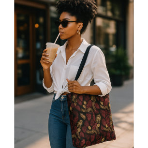 Bolso De Tela Elegancia salvaje Monograma Borgoña y Oro