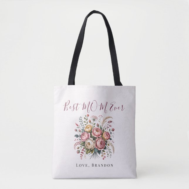 Bolso De Tela Elegant Best Mom Ever Floral Tote Bag (Anverso)