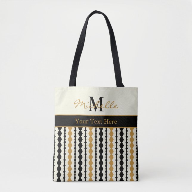 Bolso De Tela Elegant Black and Gold Art Deco Pattern (Anverso)
