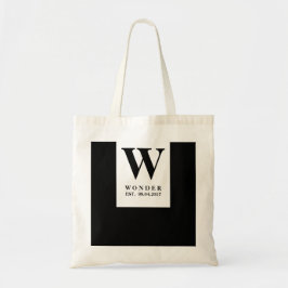 Bolso De Tela Elegant Black Wedding Monogram | Minimalist Couple