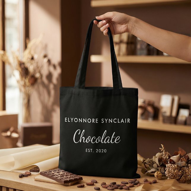 Bolso De Tela Elegant Black White Custom Chocolate Customer Gift (Subido por el creador)