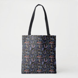 Bolso De Tela Elegant Butterflies Mushrooms & Botanical Pattern