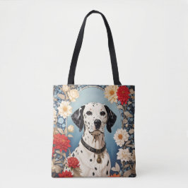 Bolso De Tela Elegant Dalmatian with Dahlia Flowers