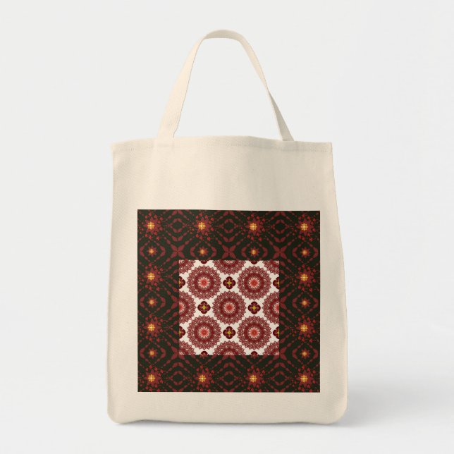 Bolso De Tela Elegant Dark Red Geometric Mandala Tote Bag – Arti (Frente)