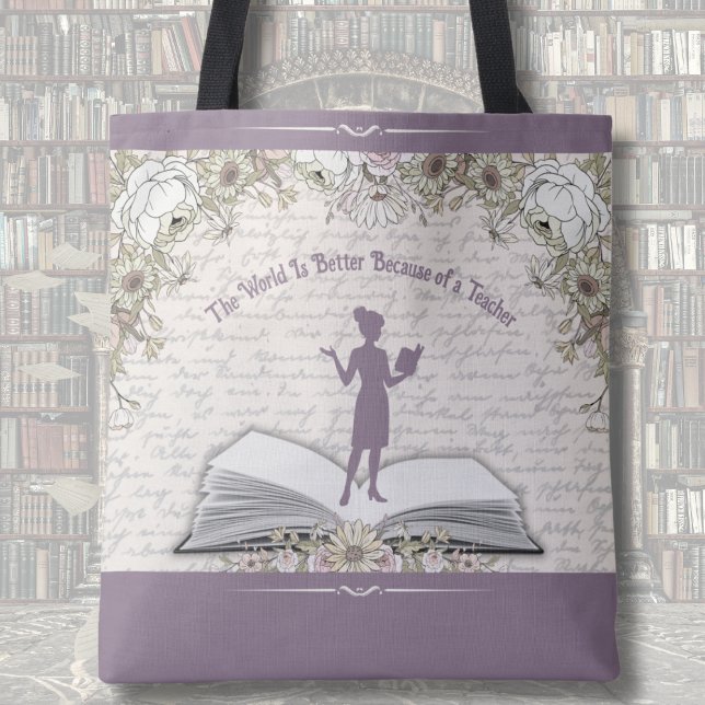 Bolso De Tela Elegant Dusty Plum Inspirational Teacher Tote Bag (Give a gift that reflects the incredible impact they have on the world every single day!)