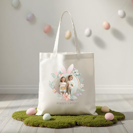 Bolso De Tela Elegant Easter Bunny Wreath Photo Tote Bag