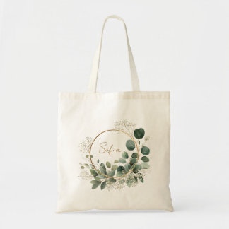Bolso De Tela Elegant Eucalyptus Gold Frame Personalized Tote