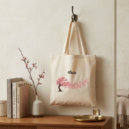 Bolso De Tela elegant floral cherry blossom custome name