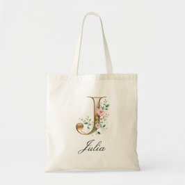 Bolso De Tela Elegant Gold Floral Letter J Monogram Tote Bag