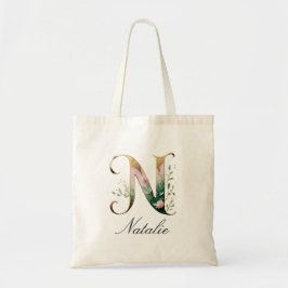 Bolso De Tela Elegant Gold Floral Letter N Monogram Tote Bag