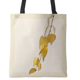 Bolso De Tela Elegant Golden Birch Leaf Monogram Christmas Gift
